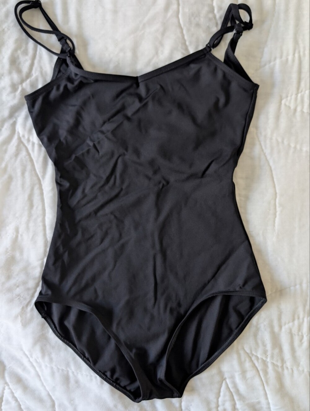 Classic Black Ballet Leotard  Bodysuit with Adjustable Straps